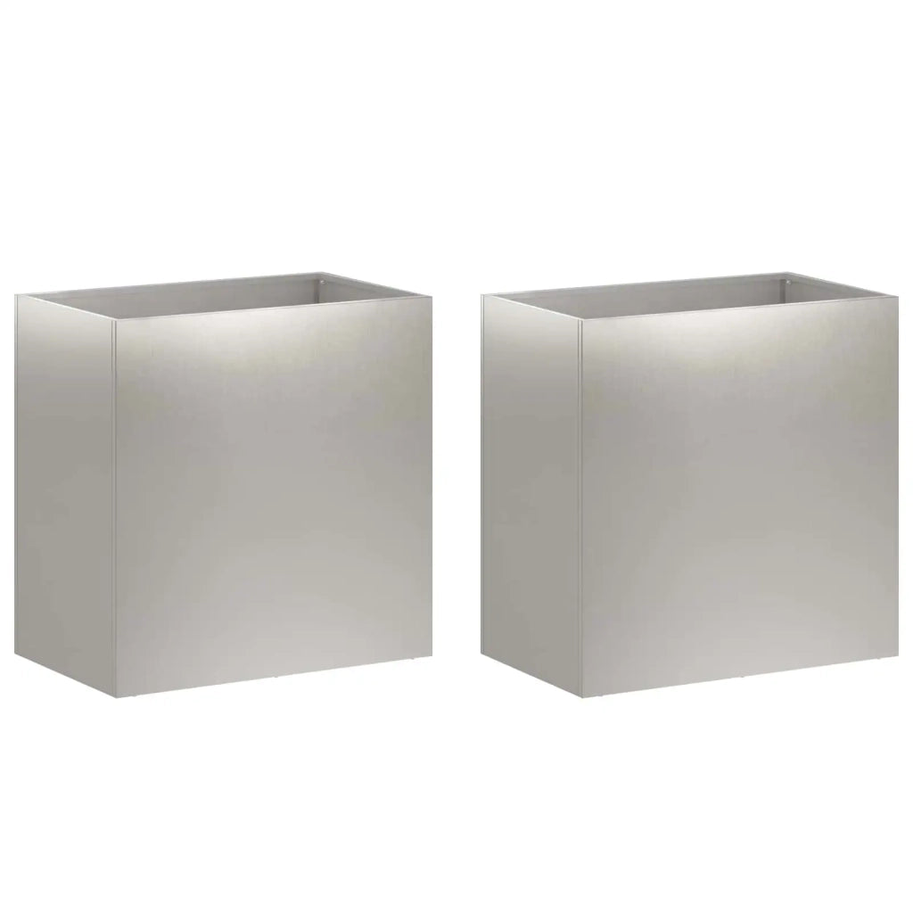 Vaso da giardino 2 pz Argento 50 x 30 x 50 cm Acciaio Inox 8005535