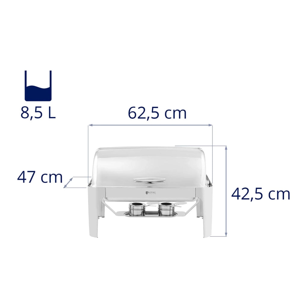 Scaldavivande buffet professionale candela scalda tè gn 1/1 8,5 l 2 fuochi rolltop coperchio ribaltabile (materiale: acciaio inox, volume: 8,5 l, 1 vaschetta gn 1/1) 4_0004231