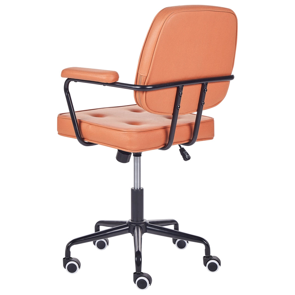 Sedia da ufficio in tessuto sintetica di colore arancione girevole con altezza regolabile e freno di sicurezza ufficio di casa studio