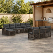 Set Divano da Giardino 10 pz Grigio polyrattan 3435833