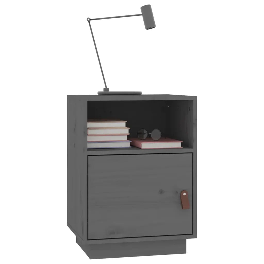 Comodini Grigi 2 pz 40x34x55 cm in Legno Massello di Pino 818320