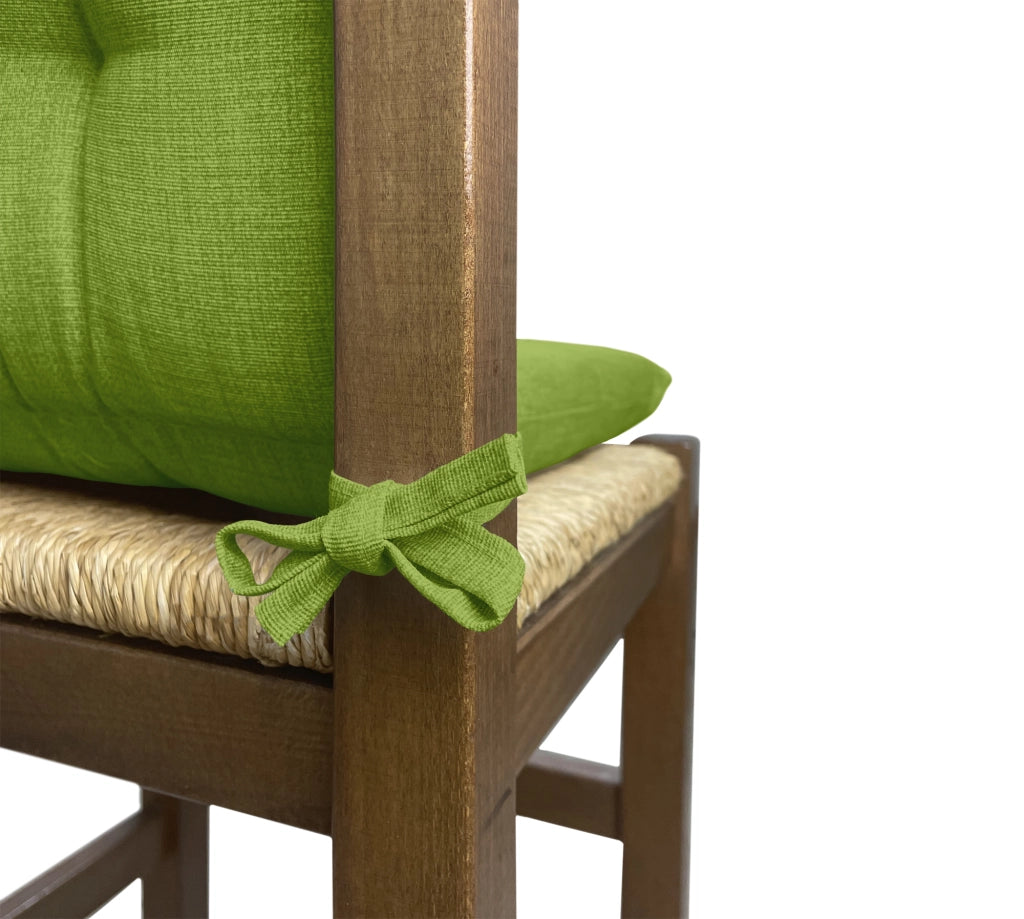 Set Cuscini Sedia Con Schienale Imbottiti Con Laccetti Banda Elastica 40 x 80 Cm Verde - 2 Pezzi