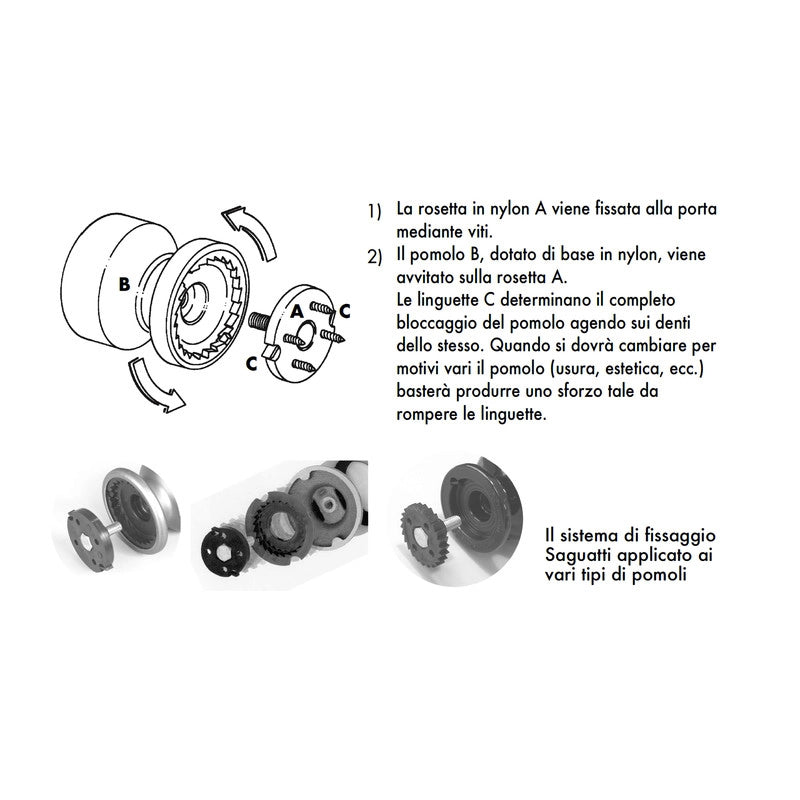 Pomolo fisso per porta SAGUATTI 173/70ZB in alluminio nero opaco
