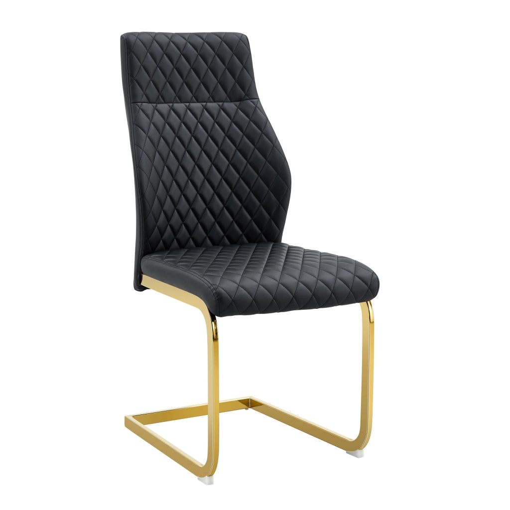 Set 2 Sedie da Pranzo con Schienale Alto ¨C Xylo ¨C Velluto Nero, Gambe in Metallo Dorato