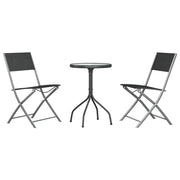 Set da Pranzo da Giardino 3 pz | Set Salotto da Giardino in Acciaio Nero