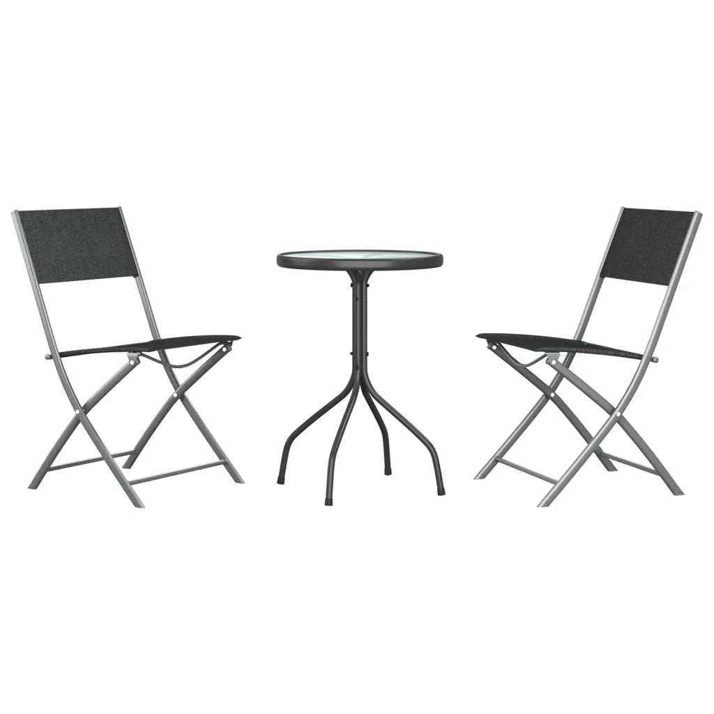Set da Pranzo da Giardino 3 pz | Set Salotto da Giardino in Acciaio Nero