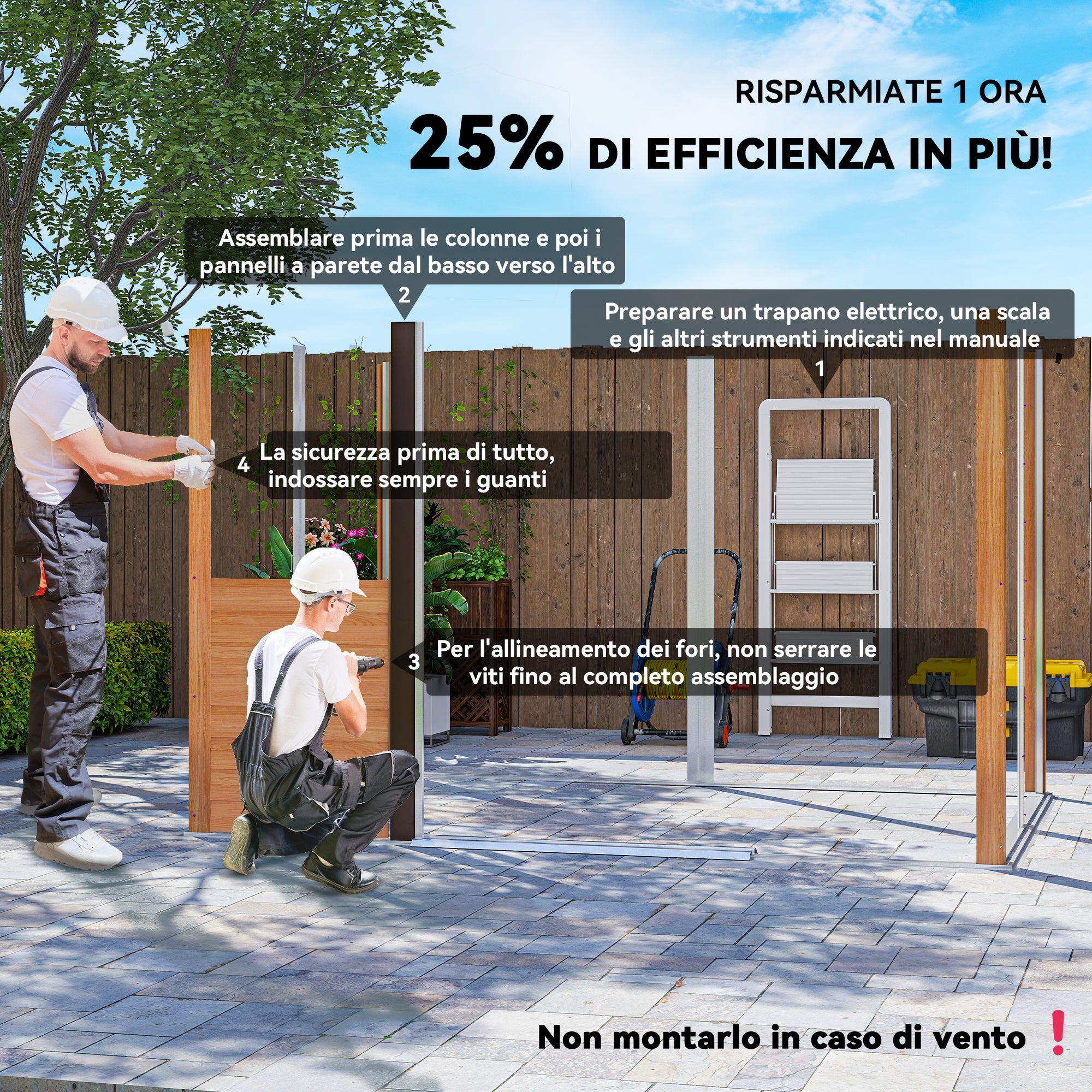 Casetta da Giardino Porta Attrezzi con Doppia Porta Scorrevole 278x195x215 cm con Pannelli in Acciaio Effetto Legno