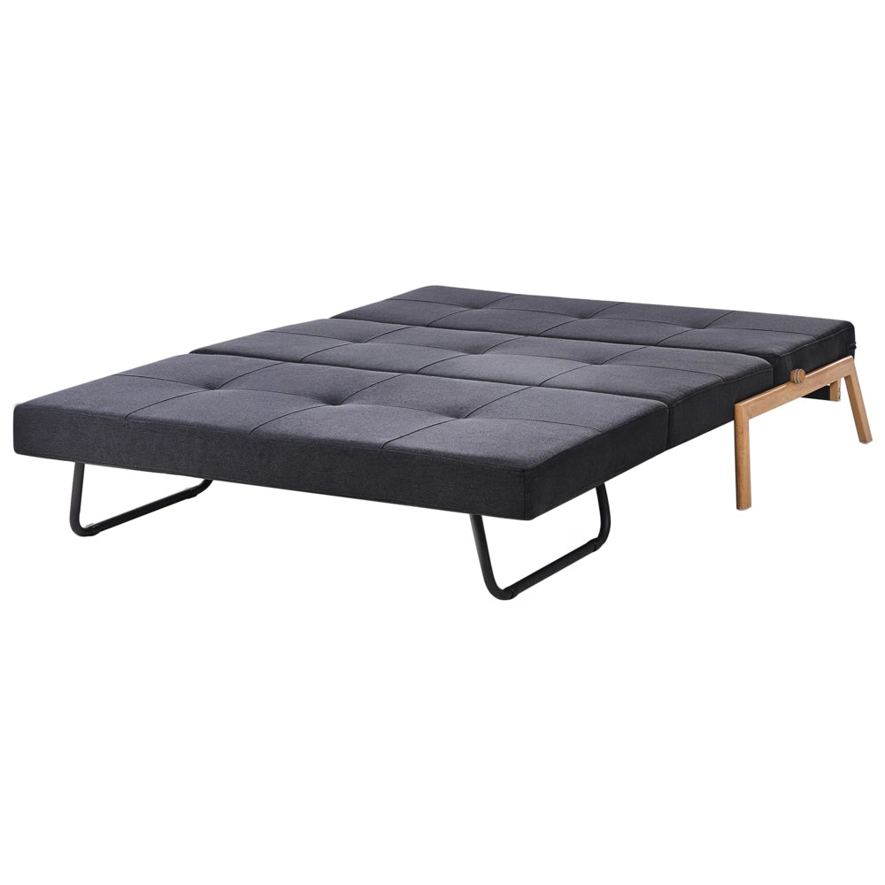 Divano Letto Tessuto Nero 2 Posti Cuscini Scandinavo stile moderno