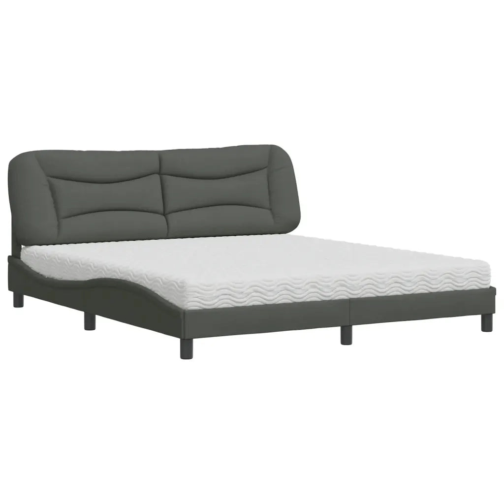 Letto con Materasso Hvar Grigio Scuro 180x200 cm Tessuto