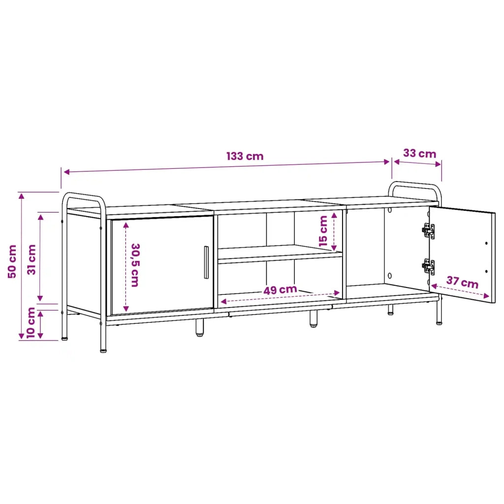Mobile TV 133 x 33 x 50 cm Rovere Nero Legno ingegnerizzato 8013716