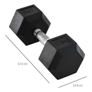 MANUBRIO DA 12.5 KG ESAGONALE SINGOLO CON IMPUGNATURA ZIGRINATA ANTISCIVOLO NERO
