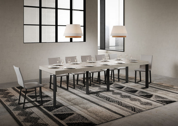 Consolle Allungabile 90-300x40x77 cm Futura Premium Cashmere Telaio Antracite