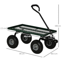 Carrello da Giardino 94x48.5x100 cm Capacità 150 kg in Acciaio Nero e Verde