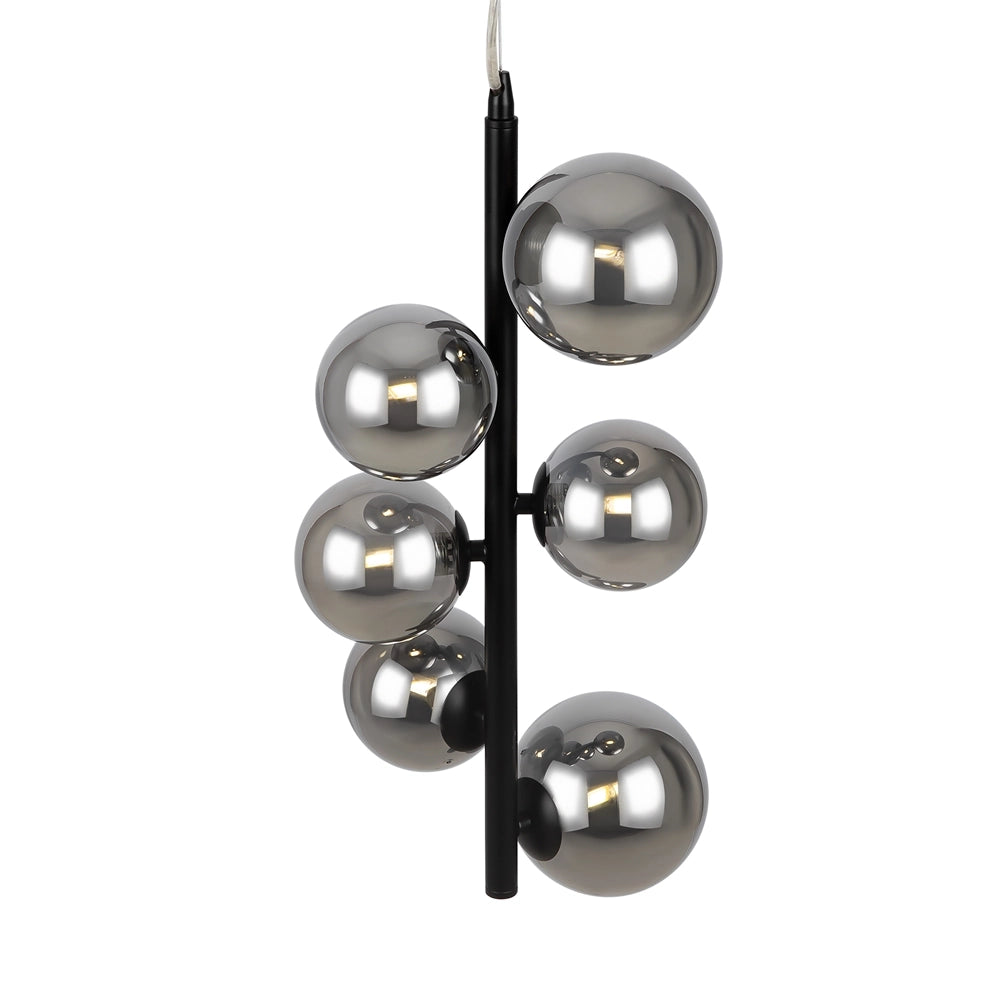 Lampadario Maytoni Dallas nero 6 luci sfere fumé G9
