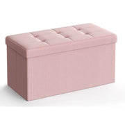 Panca contenitore pieghevole rosa in tessuto effetto lino