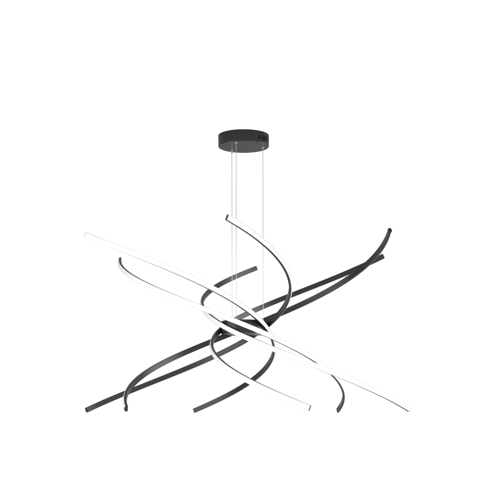Lampadario a Led Moderno Top Light Tornado 88W 5950LM Nero - Luce bianca naturale - Lampadario a sospensione