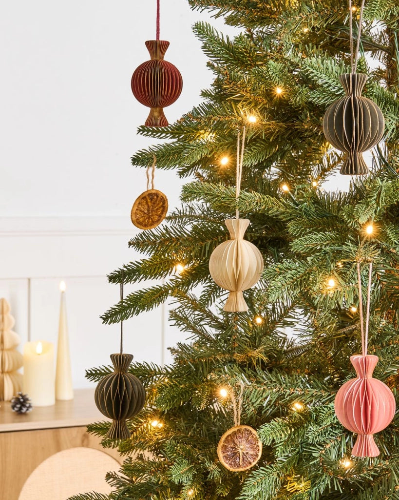 Set di 16 palline natalizie multicolori in carta a nido d'ape da appendere Decorazioni 3D per Natale