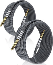 Cavo audio stereo a doppia presa 6,35mm (3M/2 pezzi) - Maschio a Maschio per chitarra, basso elettrico, tastiera, consolle di mixaggio e amplificatore