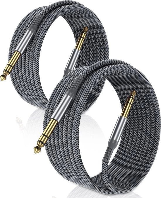 Cavo audio stereo a doppia presa 6,35mm (3M/2 pezzi) - Maschio a Maschio per chitarra, basso elettrico, tastiera, consolle di mixaggio e amplificatore