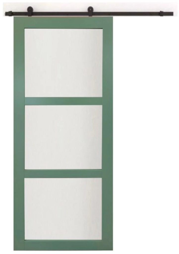 Porta scorrevole in vetro verde H204 x L73 + binario a rulli senza maniglia