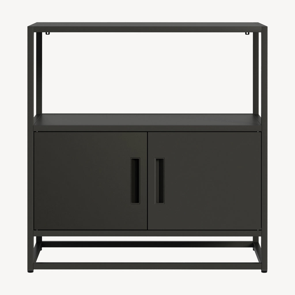 Armadio da Ufficio Hailuoto per Archivio 82 x 80 x 40 cm Acciaio Nero [en.casa]