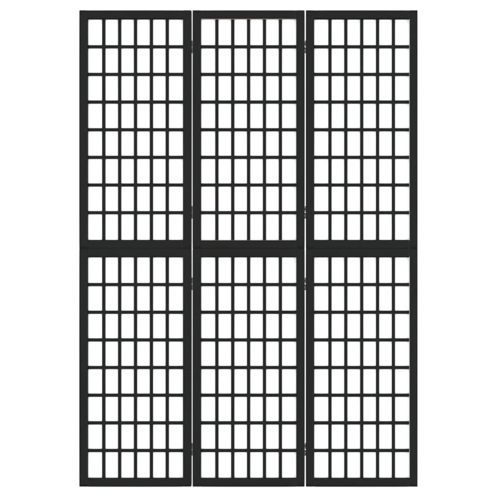 Divisorio Pieghevole 3 Pannelli Stile Giapponese 120x170cm Nero 352079