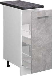 Mobile cucina sottotetto R-Line, Cemento/Bianco, 80 cm con 2 porte
