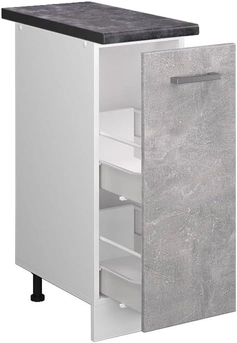 Mobile cucina sottotetto R-Line, Cemento/Bianco, 80 cm con 2 porte