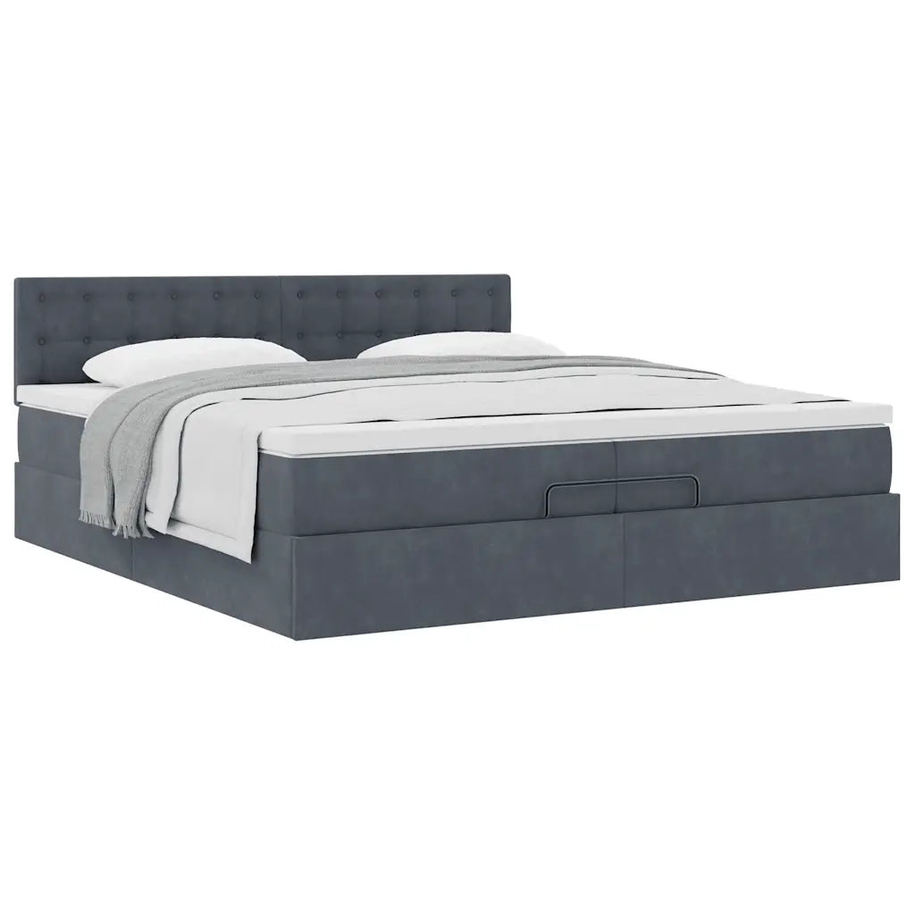 Struttura Letto Pouf con Materasso 200x200 cm in Velluto 3311940