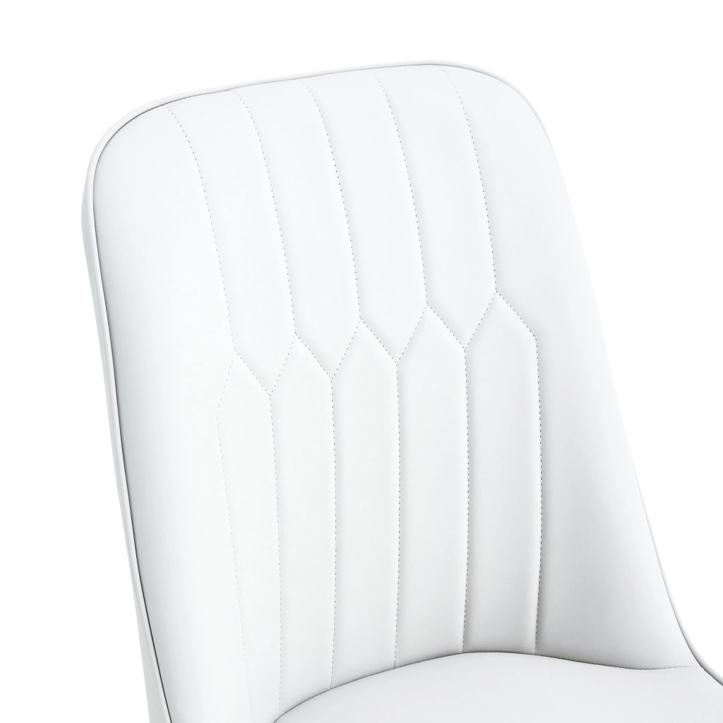 Set di 2 sedie da pranzo moderne - Zephmum- Bianco PU pelle gambe nere metallo