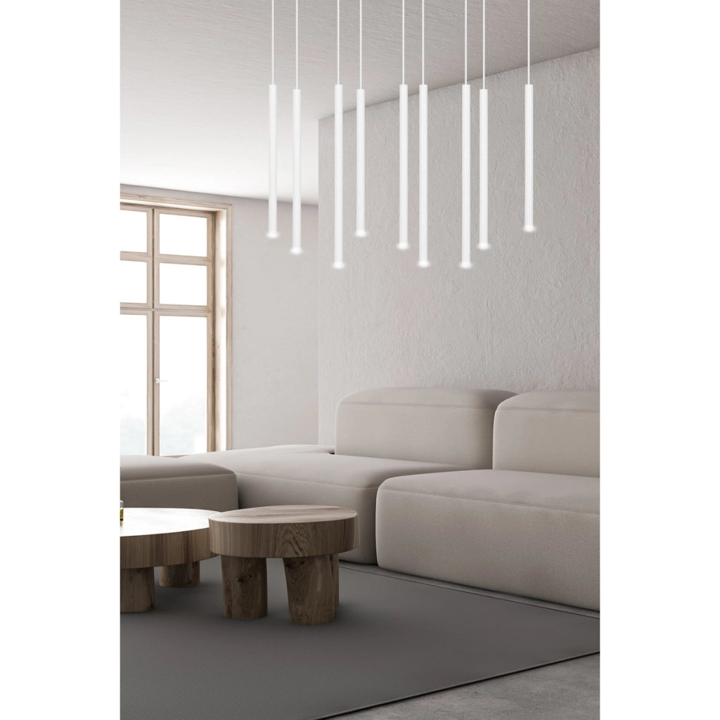 Lampada a sospensione Selter in acciaio bianco opaco