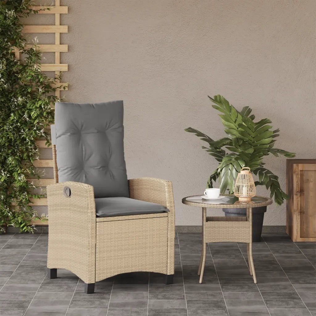 Sedia Reclinabile Giardino | Sedie da Esterno con Cuscini Beige Misto Polyrattan