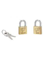 Set di 2 lucchetti Love, ottone, interno, arco in acciaio, 30 mm, lei/lui, 2 chiavi per lucchetto – THIRARD