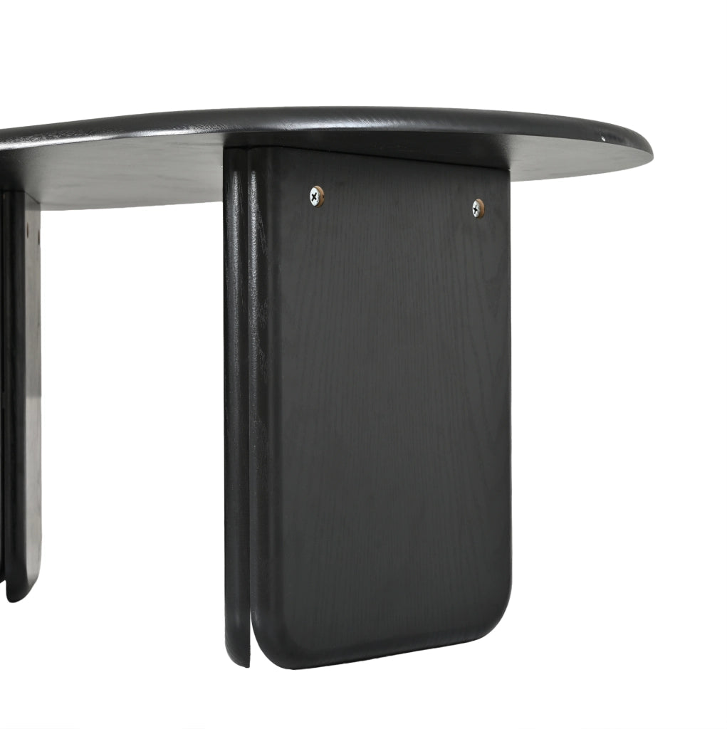 Tavolino da caffè ovale 99x50x40 cm in MDF nero con gambe arrotondate