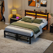 letto in metallo e legno nero marrone 120 x 200 cm