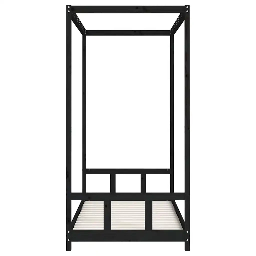 Giroletto per Bambini | Letto Infantile | Lettino Nero 90x200 cm in Legno Massello di Pino
