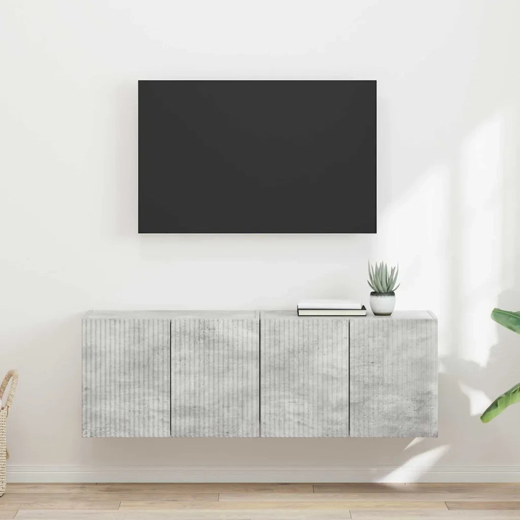 Mobile TV da parete 2 pz-Set di 2 Mobile TV a Muro-Credenza TV Grigio cemento 59,5 x 31 x 40 cm