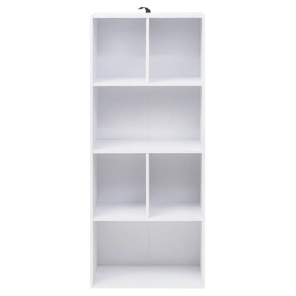 Libreria da terra bianca con 6 scomparti, struttura in MDF, 50 x 30 x 118 cm