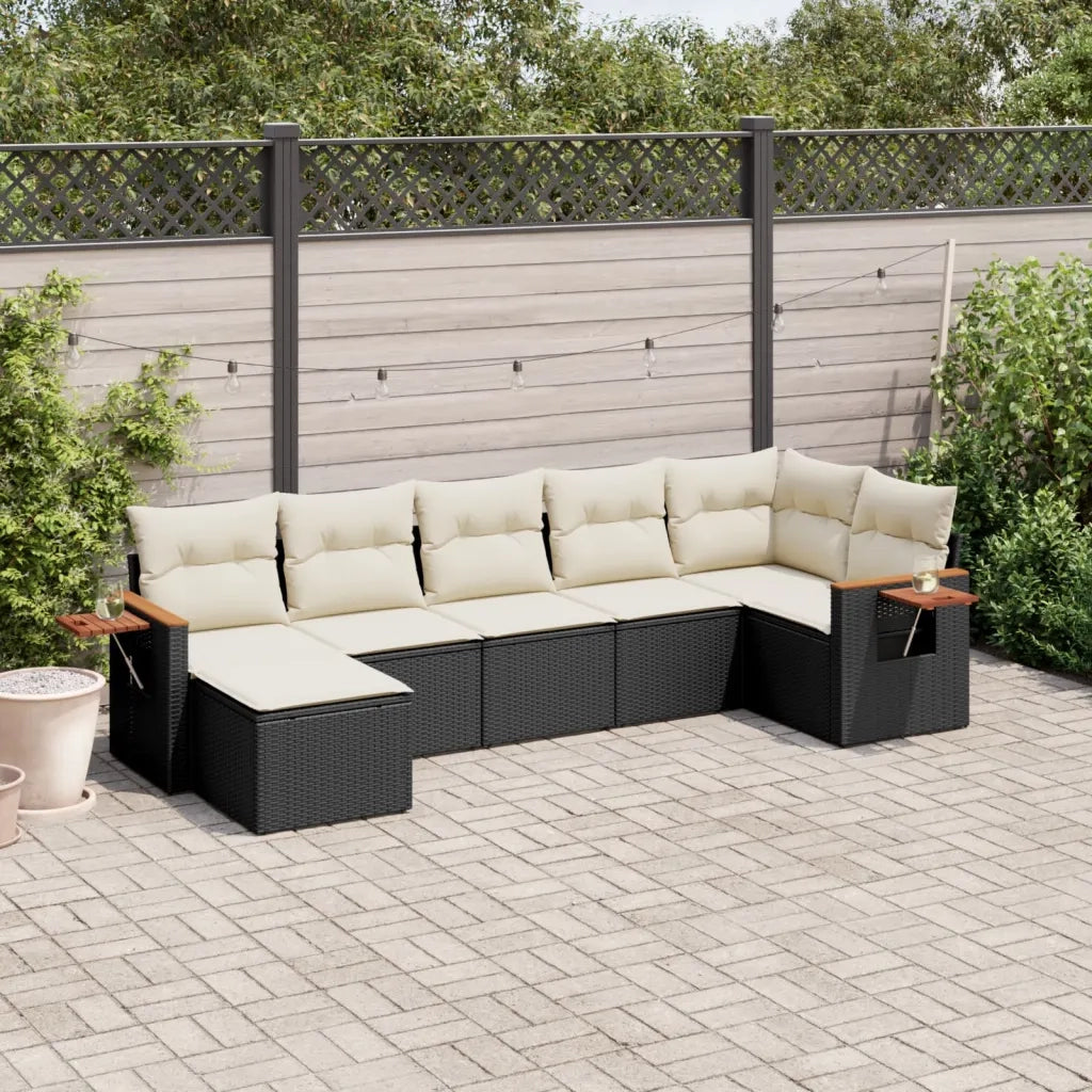 Set Divani da Giardino con Cuscini 7pz Nero Polyrattan 3227029