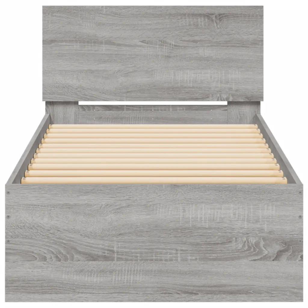 Giroletto con Testiera-Struttura Letto con testiera Grigio Sonoma 90x190cm Legno Multistrato