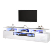 Mobile TV con 2 ante; 1 cassetto e luci LED - per soggiorno - 180 x 38 x 45 cm - bianco