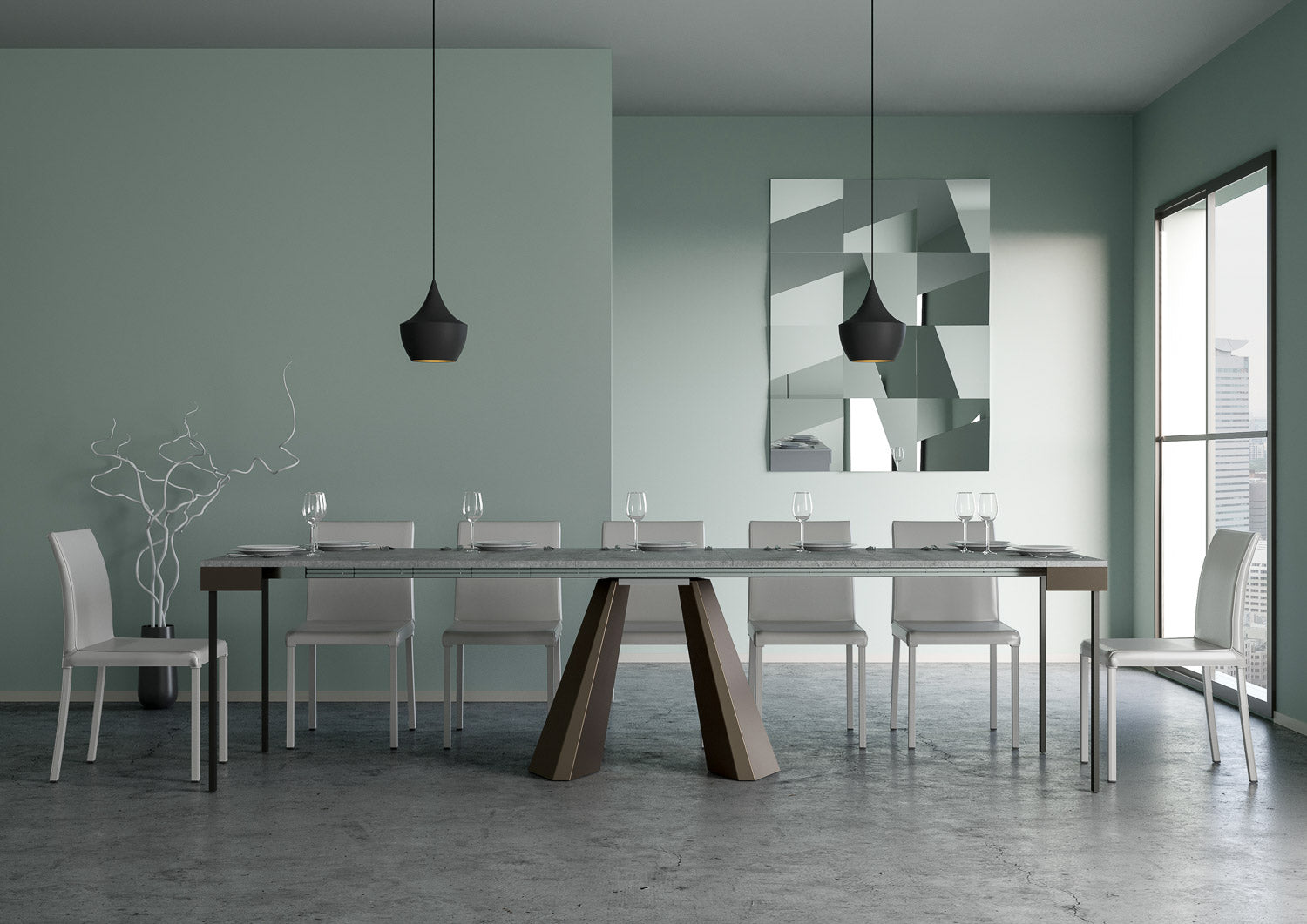 Consolle Allungabile 90-300x40x77 cm in Nobilitato Grigio
