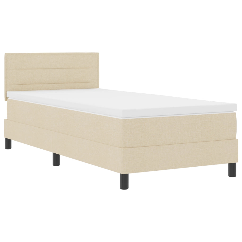 Letto Contenitore con Materasso e LED Crema 90x200 cm Tessuto