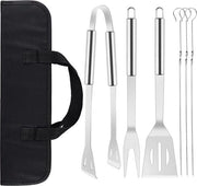 Accessori per barbecue, acciaio inossidabile, coltelli da barbecue di alta qualità, con borsa portatile, set di attrezzi da barbecue perfetto per uomini, con termometro per carne, regalo.