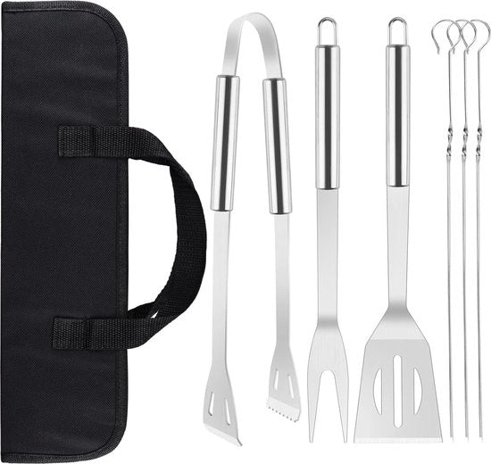 Accessori per barbecue, acciaio inossidabile, coltelli da barbecue di alta qualità, con borsa portatile, set di attrezzi da barbecue perfetto per uomini, con termometro per carne, regalo.