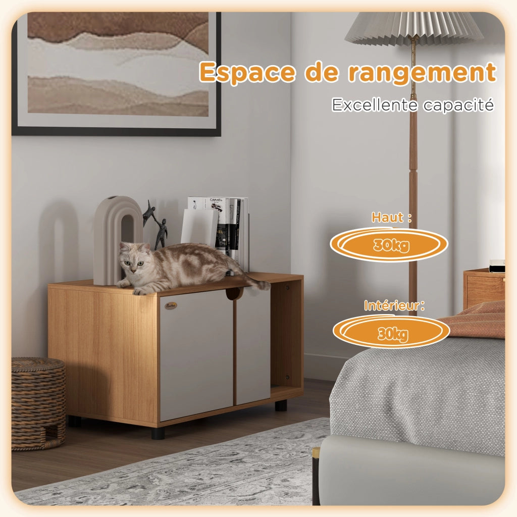 Cassettiera per bagno con ante ¨C zephmum ¨C bianco e naturale 80x48x48 cm