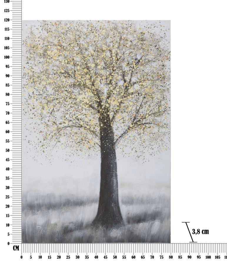 Dipinto su Tela Tree Simple 80x3,8x120 cm in Legno di Pino e Canvas Multicolor