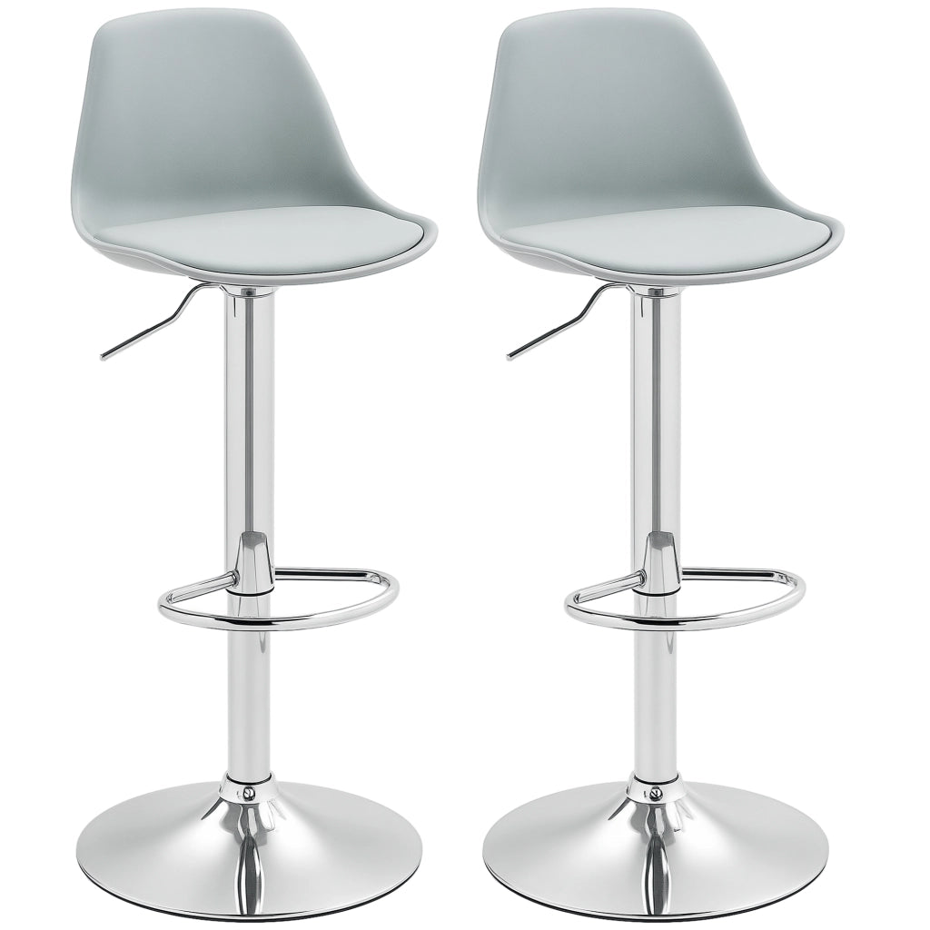 Set 2 Sedie da Bar Altezza Regolabile con Schienale ¨C Zephmum ¨C Grigio 42x41x82-104 cm