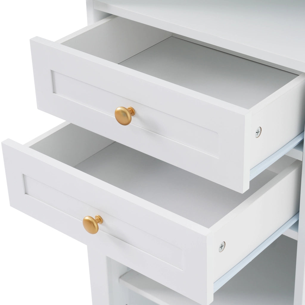 Mobile da bagno con 2 ante; 2 cassetti e ripiano regolabile - per bagno - in MDF e vetro - 45x36x160 cm - bianco