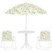 Set Giardino Bambini con 2 Sedie Pieghevoli, Tavolino e Ombrellone ¨C ZephMum ¨C Bianco